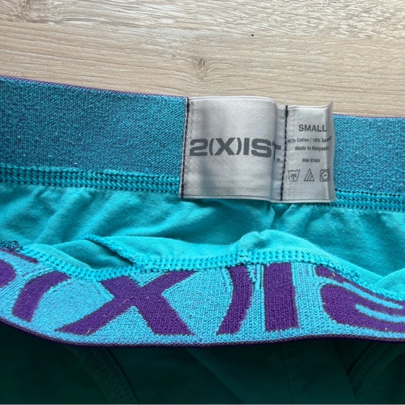 2xist Men's Turquoise Brief with Purple Logo Waistband - Picture 3 of 5